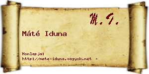 Máté Iduna névjegykártya